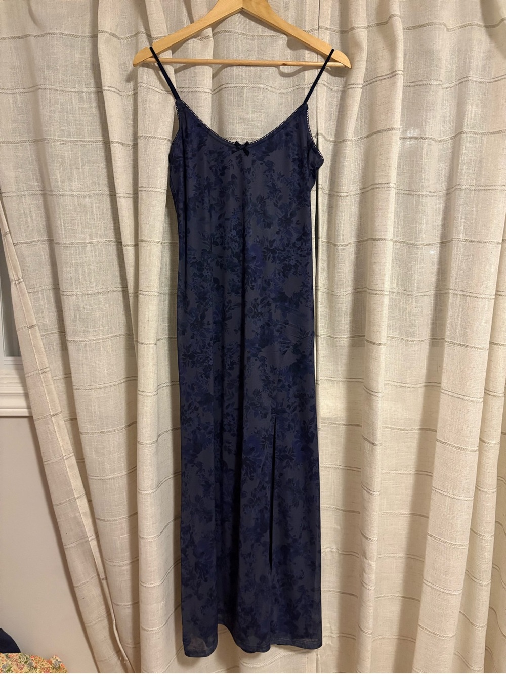 Navy Floral Slip Dress with Spaghetti Straps